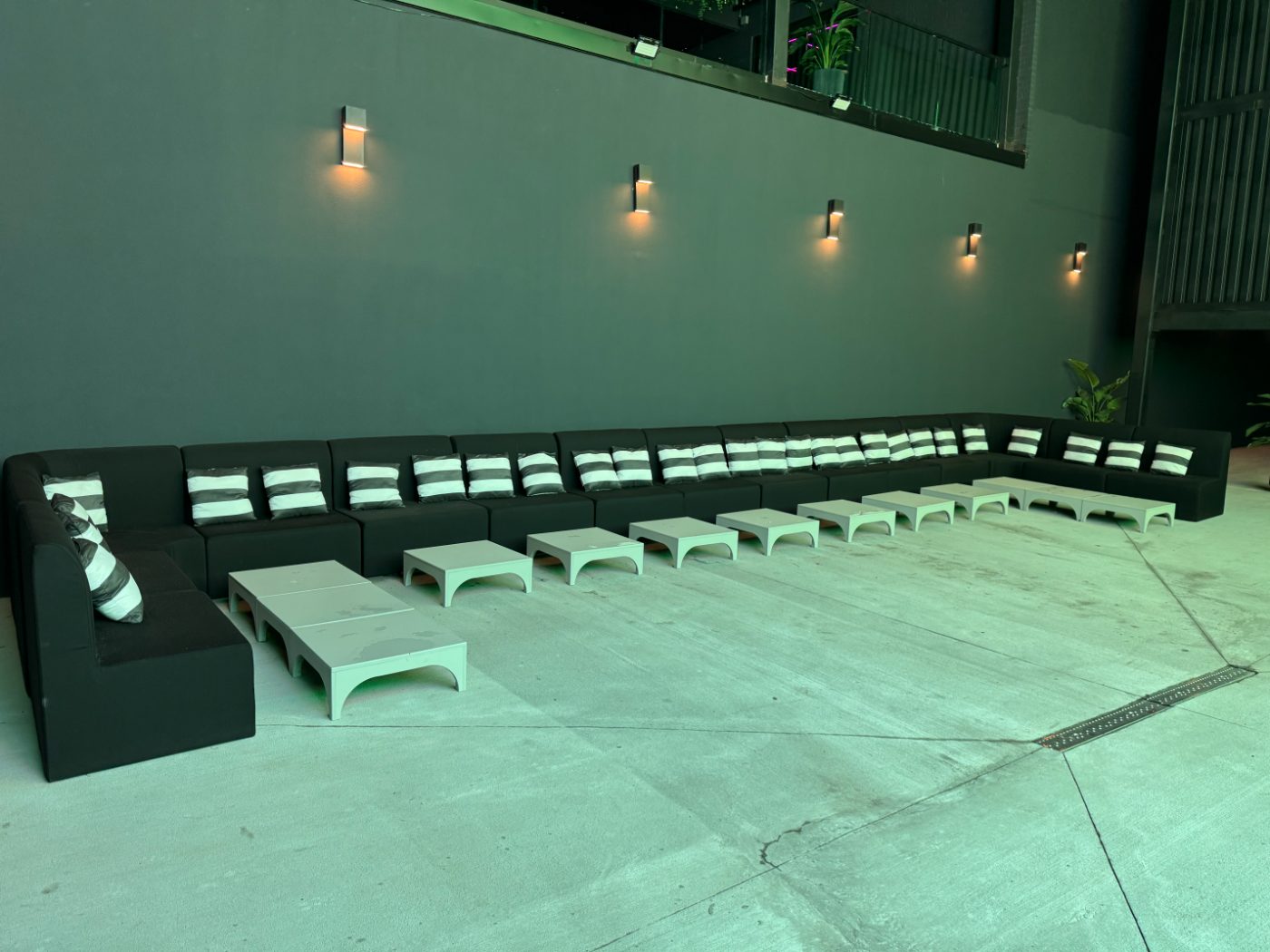 Rows of seating facing the screen